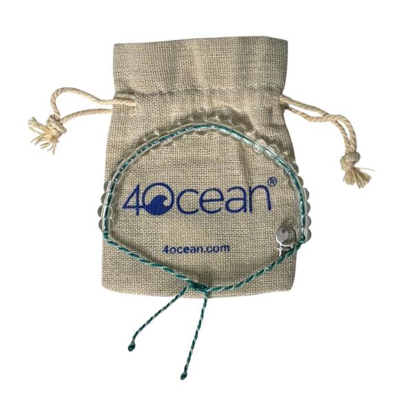 4Ocean Manta Ray Beaded Bracelet Teal Aqua with Gift Bag - Picture 2 of 4